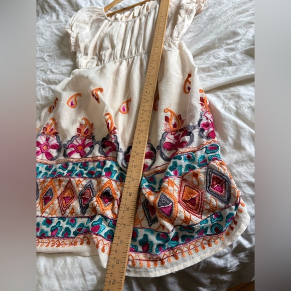 Teenplo smocked embroidered cap sleeve off shoulder dress small - Picture 8 of 10